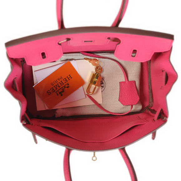 Super A Replica Hermes Birkin 25CM Tote Bags Togo Leather Peach Godlen 60799 - Click Image to Close